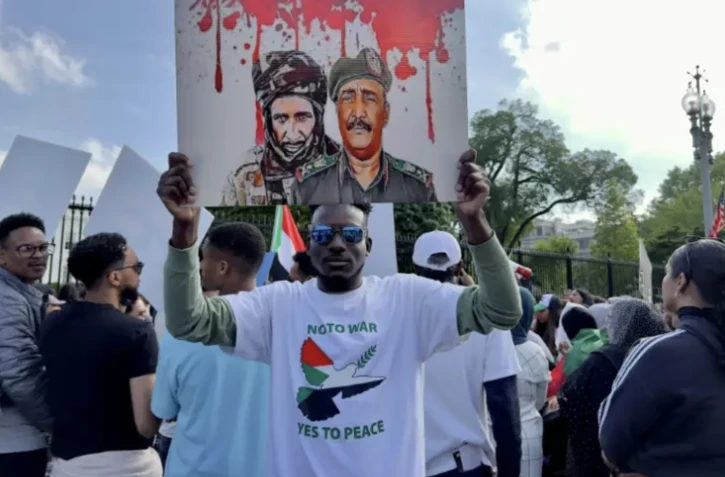 Manifestants anti-guerre au Soudan à Washington, le 29 avril 2023 ( AFP / Daniel SLIM )