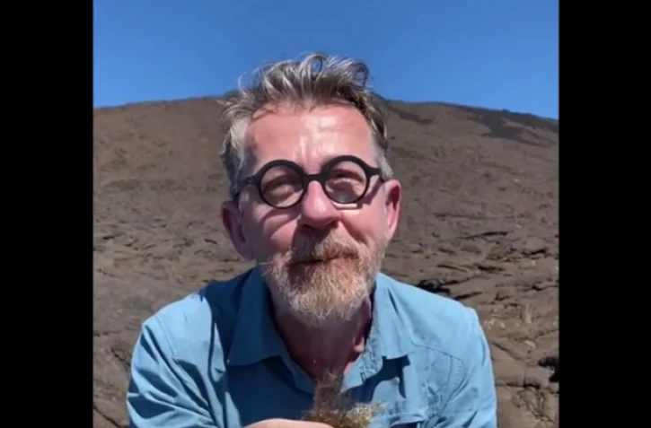 Jamy Gourmaud souhaite la bonne année au Piton de la Fournaise