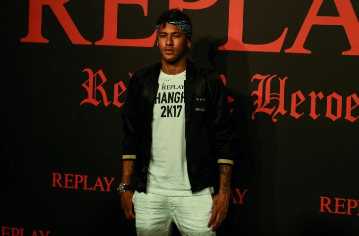 La star brésilienne Neymar Jr., lors d'une tournée publicitaire à  Shanghai, le 31 juillet 2017