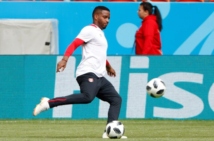 L'attaquant du Pérou Jefferson Farfan à l'entraînement le 15 juin 2018 à Saransk