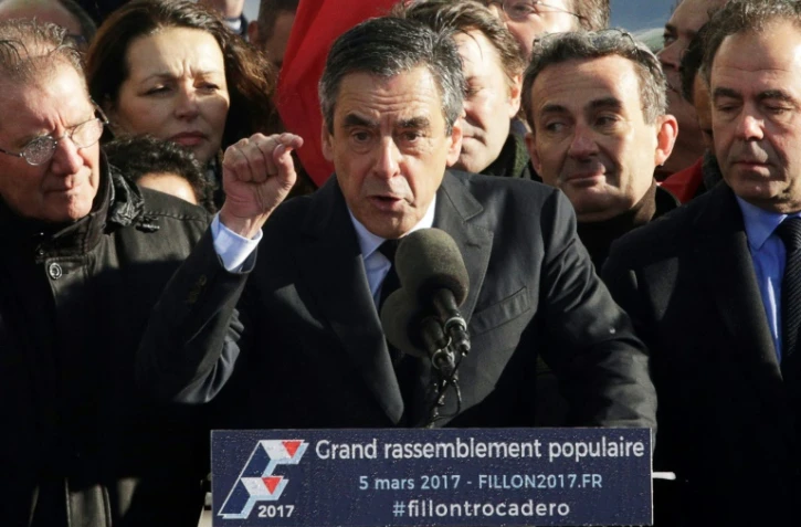 François Fillon lors du rassemblement au Trocadéro le 5 mars 2017 à Paris