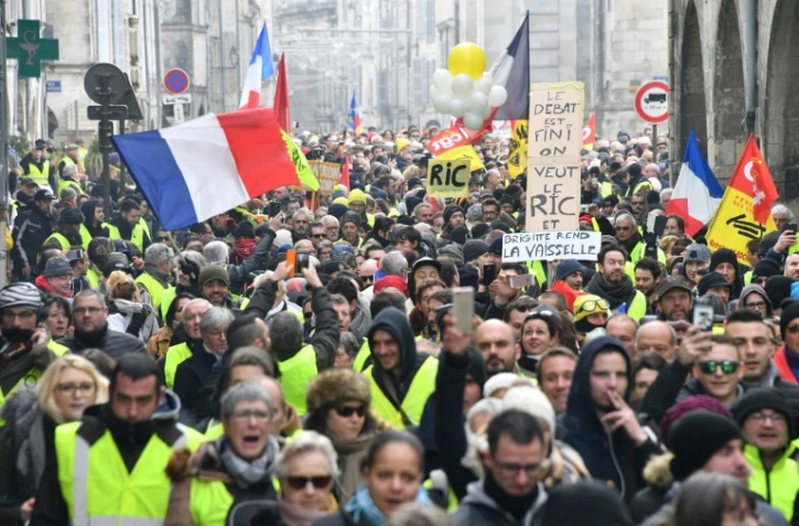 Des "gilets jaunes" manifestent à La Rochelle, le 12 janvier 2019