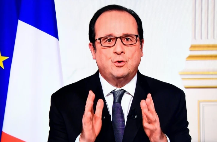François Hollande lors des ultimes voeux télévisés du Nouvel an de son quinquennat, le 31 décembre 2016 à Paris
