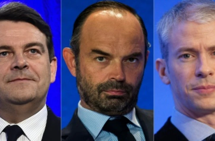 Combinaison des portraits réalisée le 24 octobre 2017 de (de G à D) Gérald Darmarin, Thierry Solère, Edouard Philippe, Franck Riester et Sébastien Lecornu