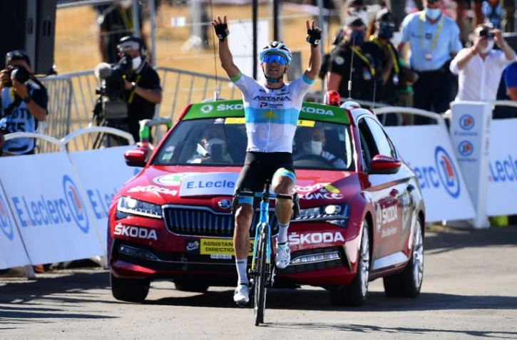 Le Kazakh Alexey Lutsenko vainqueur de la 6e étape du Tour de France, entre Le Teil et le mont Aigoual, le 3 septembre 2020