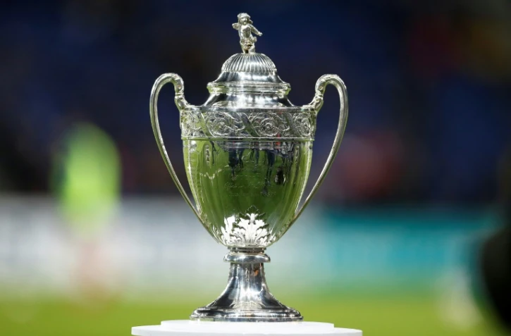 La Coupe de France présentée lors du 16es de finale entre le PSG et Guingamp, le 24 janvier 2018 au Parc des Princes