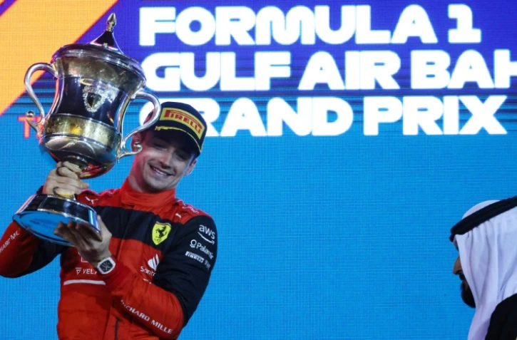 Le pilote Ferrari Charles Leclerc vainqueur du GP de Bahreïn sur le circuit de Sakhir, le 20 mars 2022