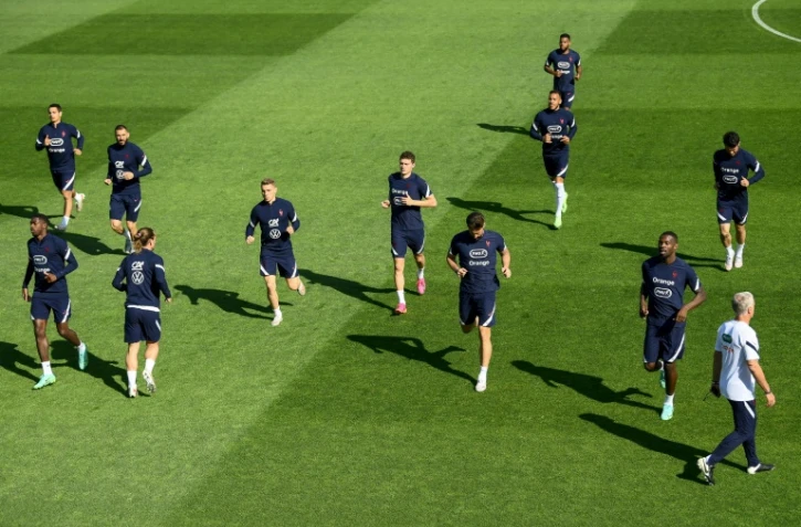 L'équipe de France lors d'une séance d'entraînement au centre de Clairefontaine, le 5 juin 2021 à trois jours du match contre la Bulgarie