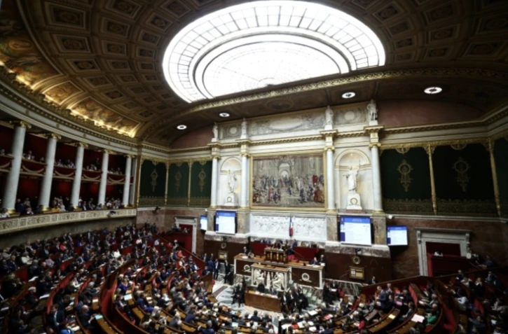 L'hémicycle de l'Assemblée nationale, le 1er avril 2025 à Paris ( AFP / Anne-Christine POUJOULAT )