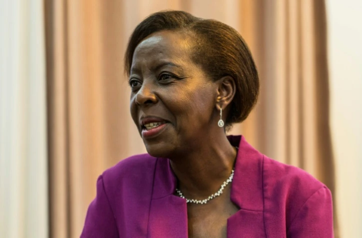 La Rwandaise Louise Mushikiwabo, candidate au poste de secrétaire générale de l'Organisation internationale de la Francophonie (OIF), le 2 août 2018 à Kigali