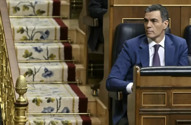Le Premier ministre espagnol Pedro Sanchez au Congrès, avant un vote pour élire le prochain Premier ministre, le 16 novembre 2023 à Madrid ( AFP / JAVIER SORIANO )