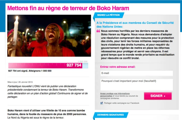 Pétition Boko Haram