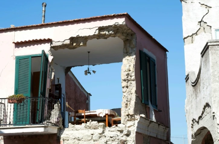 Une maison endommagée par le séisme à Casamicciola Terme, sur l'île italienne d'Ischia, le 22 août 2017