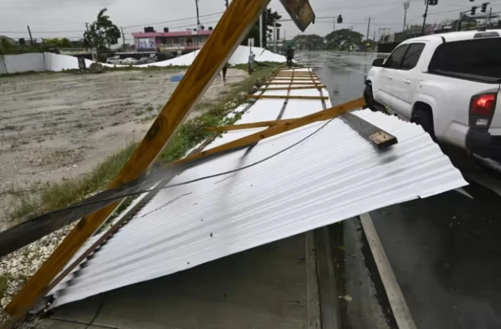Un arbre déraciné par les vents à Saint Catherine, après l'arrivée de l'ouragan Melissa en Jamaïque, le 28 octobre 2025 ( AFP / Ricardo Makyn )