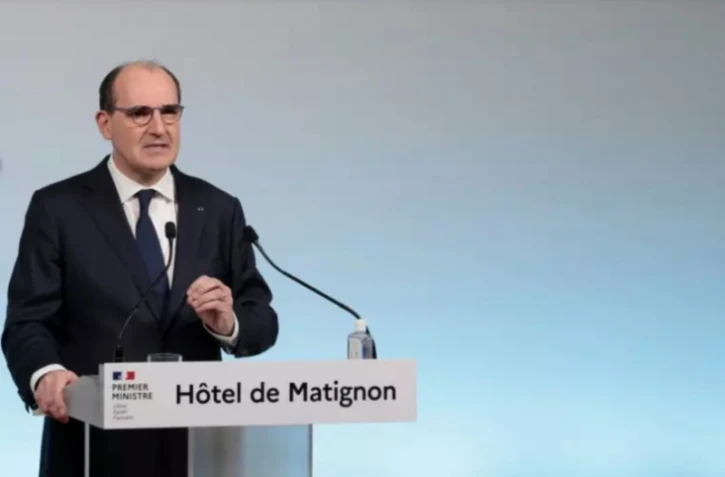 Le Premier ministre Jean Castex lors d'une conférence de presse sur la situation sanitaire, le 17 décembre 2021 à Paris ( AFP / GEOFFROY VAN DER HASSELT )