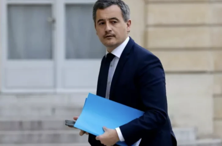 Le ministre de l'Intérieur Gérald Darmanin arrive à l'Elysée, le 27 mars 2023 à Paris ( AFP / Ludovic MARIN )