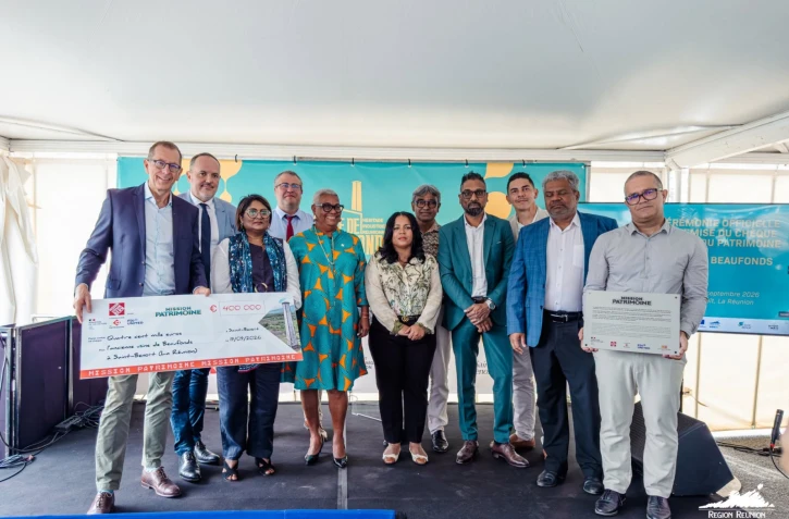 Région Réunion : remise officielle du chèque du Loto du patrimoine