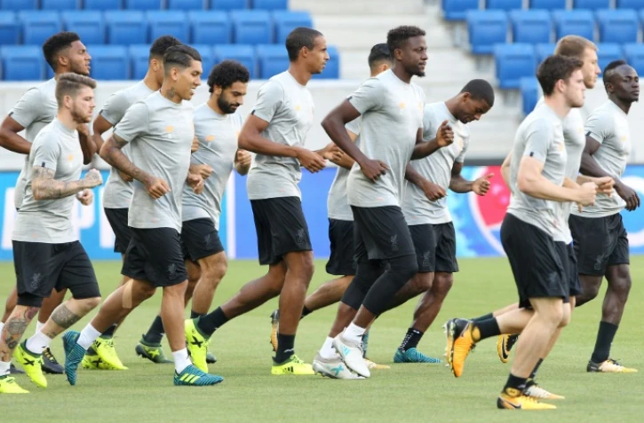 Les joueurs de Liverpool à l'entraînement, le 14 août 2017 à Sinsheim