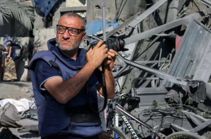 Le photographe de l'AFP Mohammed Abed à Rafah (Gaza) le 31 octobre 2023 ( AFP / SAID KHATIB )