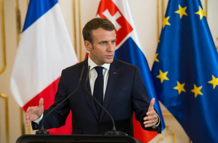 Le président français Emmanuel Macron en conférence de presse à Bratislava en Slovaquie, le 26 octobre 2018