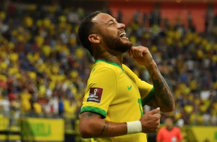 Neymar après son but contre l'Uruguay, le 14 octobre 2021 à Manaus