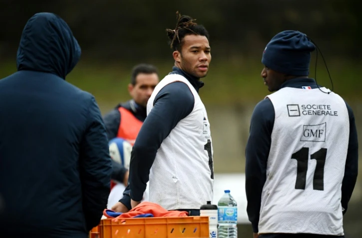 L'ailier Teddy Thomas lors d'un entraînement du XV de France, le 4 mars 2020 à Marcoussis