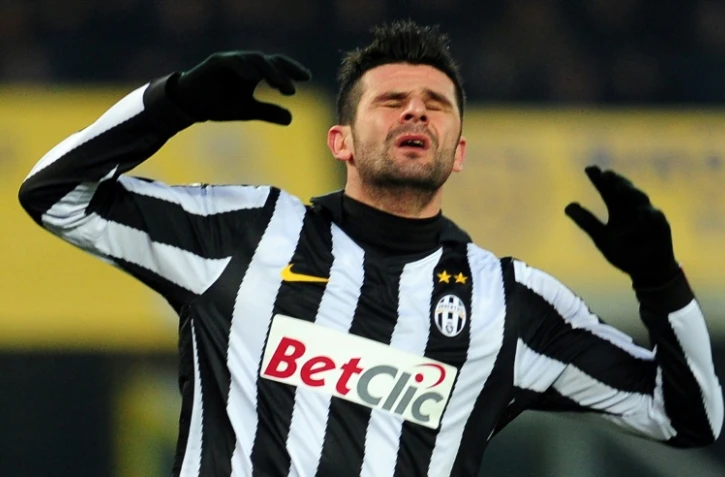 L'Italien Vincenzo Iaquinta, alors attaquant de la Juventus, lors d'un match de Serie A, à Vérone, le 19 décembre 2010