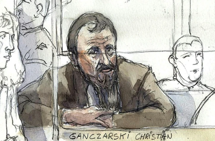 Un crocquis d'audience de l'islamiste allemand Christian Ganczarski, le 5 janvier 2009 au tribunal à Paris