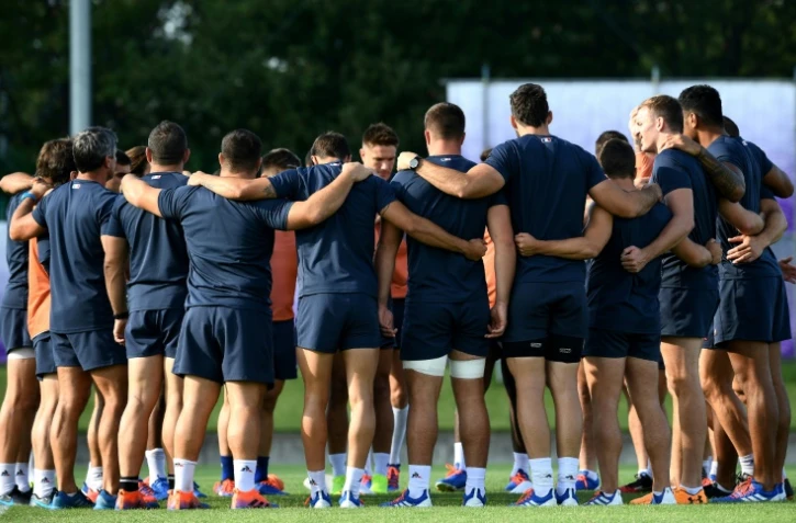 Entraînement du XV de France à Tokyo, le 20 septembre 2019