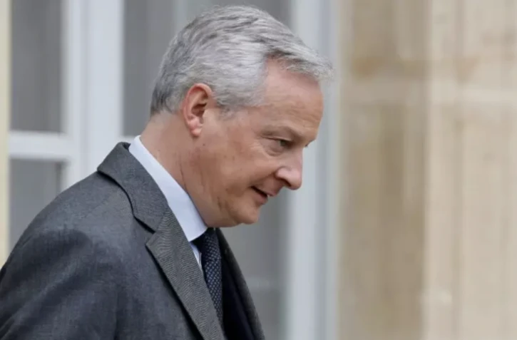 Bruno Le Maire à l'issue du conseil des ministres à Paris le 10 mai 2023 ( AFP / Ludovic MARIN )