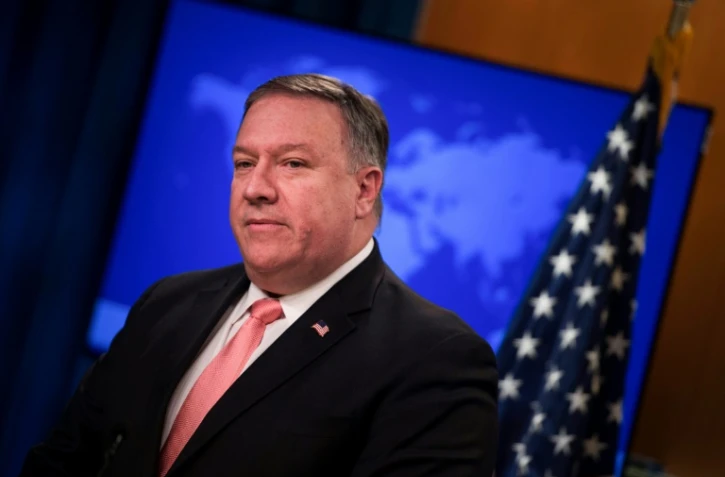 Le secrétaire d'Etat américain Mike Pompeo lors d'une conférence de presse, le 23 octobre 2018 à Washington