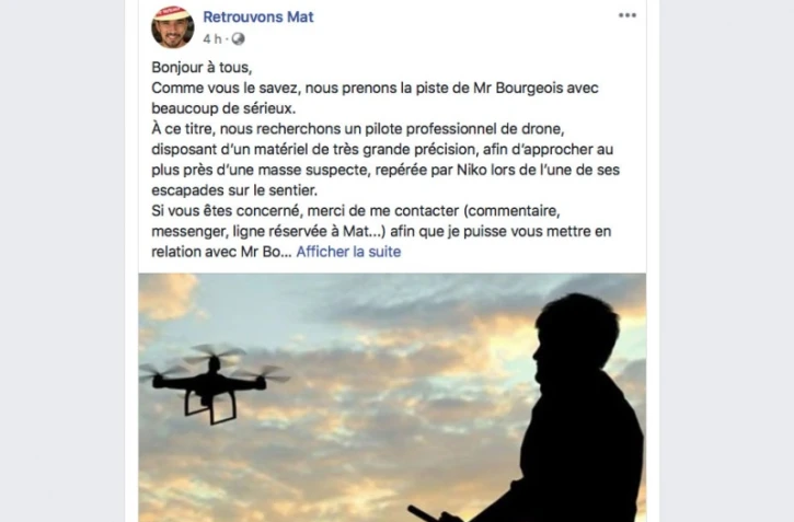 La famille de Mathieu Caizergues recherche un pilote de drone