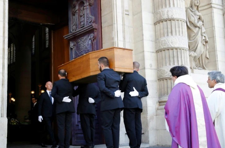 Les obsèques de l'historien Max Gallo en l'église Saint-Étienne-du-Mont à Paris, le 21 juillet 2017