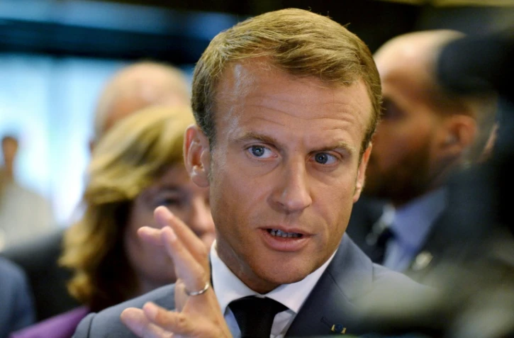 Le président Emmanuel  Macron en visite officielle à Helsinki (Finlande) le 30 août 2018.