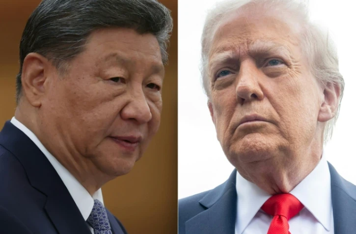 Combinaison d'images créée le 18 septembre 2025 du président chinois Xi Jinping à Beijing en Chine le 4 septembre 2025 et du président américain Donald Trump à Washington, aux Etats-Unis, le 16 septembre 2025