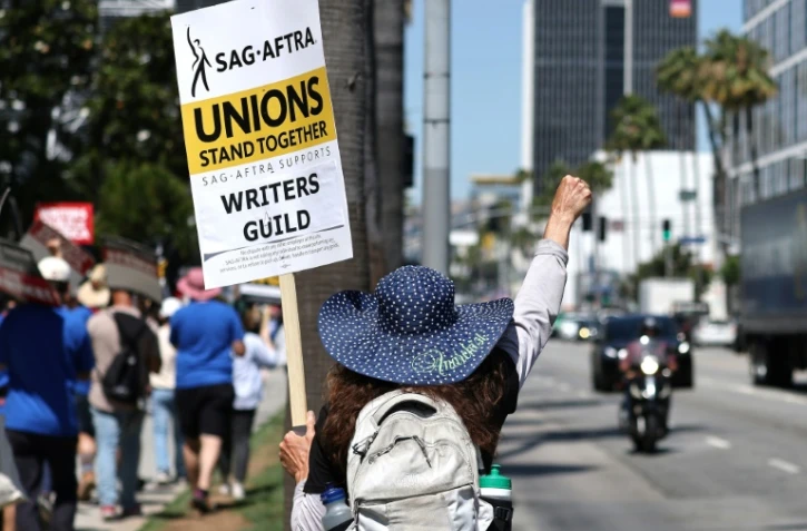 Manifestation de membres du syndicat américain d'acteurs SAG-AFTRA, le 12 juillet 2023 à Los Angeles, en Californie