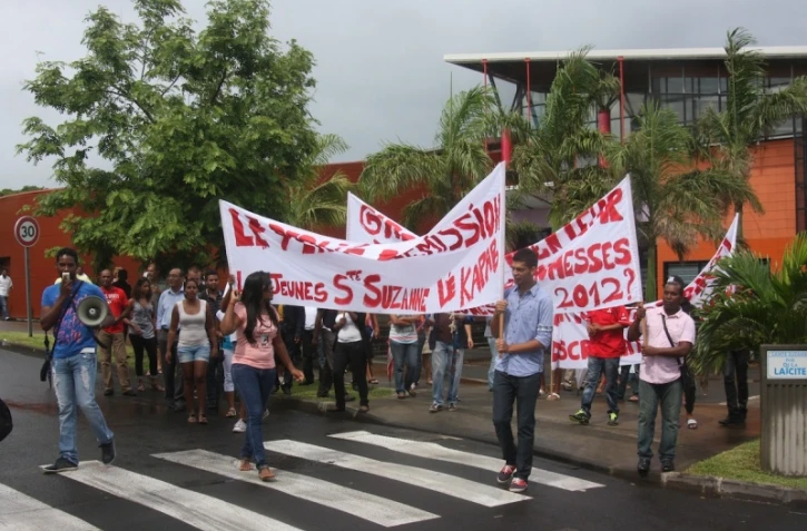Manifestation contre la nomination de Gilles Leperlier à la médiathèque de Sainte-Suzanne, le 1er février 2014. (photo DR)