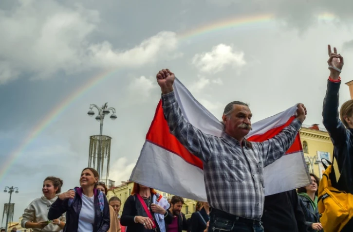Manifestation à Minsk contre la réélection du président Alexandre Loukachenko, le 27 août 2020 à Minsk, au Bélarus