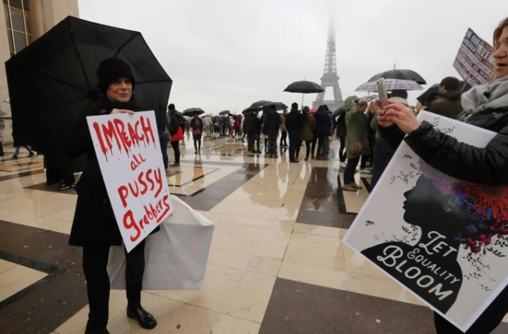 Manifestation pour défendre les droits des femmes et s'opposer au président américain Donald Trump, le 21 janvier 2018 à Paris