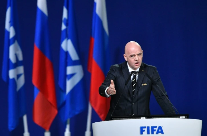 Le président de la Fifa Gianni Infantino s'adressant au congrès de l'institution à l'Expocentre de Moscou, le 13 juin 2018
