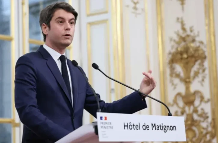 Le Premier ministre Gabriel Attal s'exprime lors d'une conférence de presse sur la crise agricole à Paris, le 21 février 2024 ( POOL / ALAIN JOCARD )