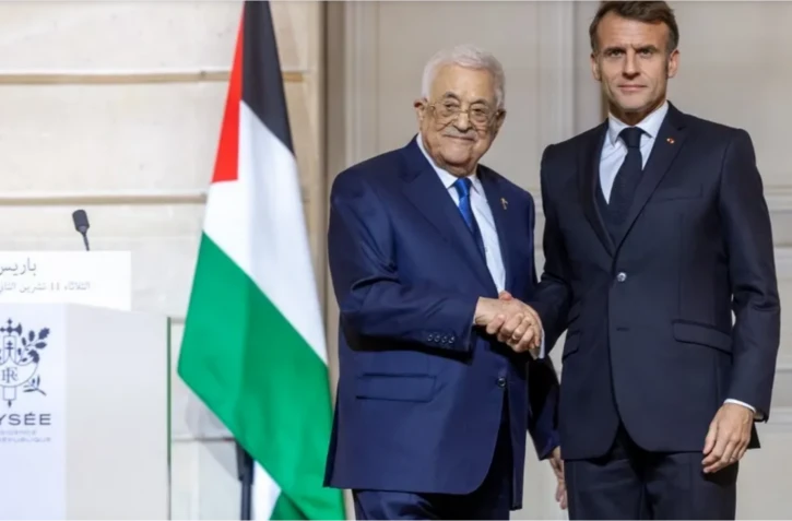 Emmanuel Macron et Mahmoud Abbas à l'ElyséeChristophe PETIT TESSON / POOL / AFP