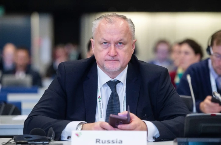 Le patron de l'antidopage russe Iouri Ganous lors de la conférence internationale de l'AMA, le 6 novembre 2019 à Katowice