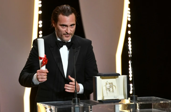 Joaquin Phoenix L'Américain Joaquin Phoenix prix d'interprétation masculine du 70è Festival de Cannes pour sa performance dans "You Were Never Really  Here", le 28 mai 201