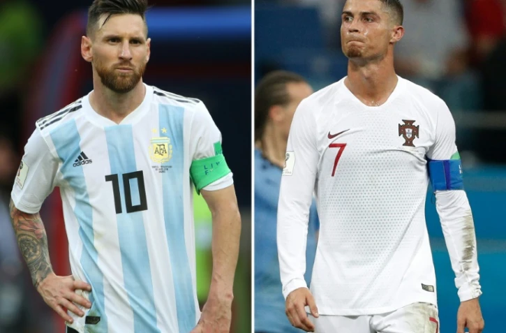 Photo montage de l'Argentin Lionel Messi (g) et du Portugais Cristiano Ronaldo, le 30 juin 2018