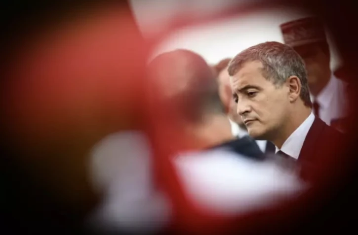 Le ministre de l'Intérieur Gérald Darmanin à Saint-Rivoal, dans le Finistère, le 24 août 2023 ( AFP / LOIC VENANCE )