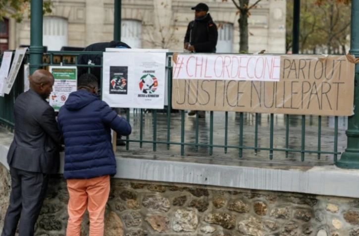 Manifestation en soutien aux victimes du chlordécone aux Antilles, le 28 octobre 2023, à Paris ( AFP / Geoffroy Van der Hasselt )