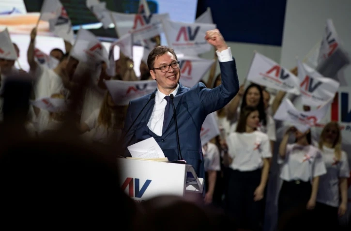 Aleksandar Vucic,  Premier ministre de la Serbie et candidat à l'élection présidentielle à Belgrade, le 24 mars 2017