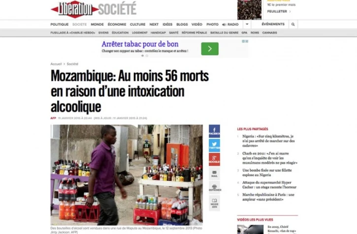 Mozambique : 56 morts en raison d'une intoxication alcoolique