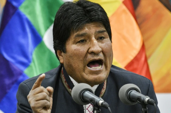 Le président bolivien s'exprime lors d'une conférence de presse à La Paz, le 24 octobre 2019
